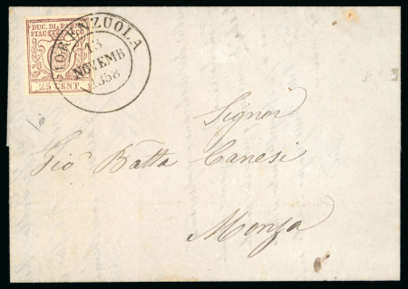 Stamp of Italian States » Parma 1852-59, first issue 15c and third issue 25c, single frankings on cover