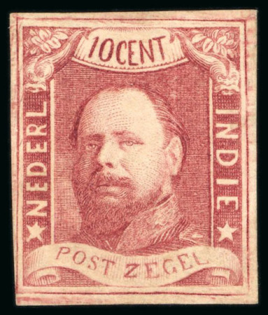 Stamp of Netherlands Colonies » Netherlands Indies 1864, 10c lake imperforate, unused with gum, 