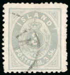 Stamp of Iceland 1873-76, Group incl. 1873 proofs of the 2sk to 8sk, 1872 2sk unused