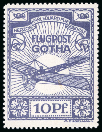 Stamp of Germany 1912, Air post, semi official stamp, 10pf violet-blue
