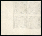 Stamp of German States » Bavaria 1849, 1kr black, a delightful corner block of four unused