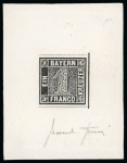 Stamp of German States » Bavaria 1849, 1kr black, Sperati "die proof"