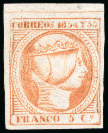 Stamp of Philippines 1854, 5cu orange, an extraordinary example unused without gum