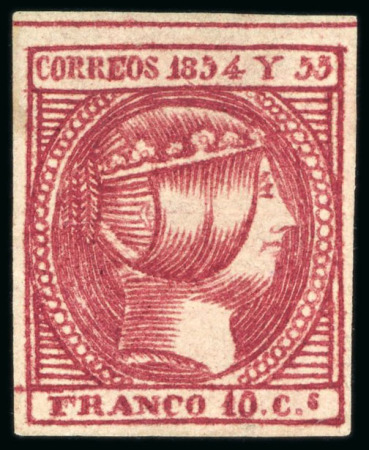 Stamp of Philippines 1854, 10cu carmine, an outstandingly fresh mint example