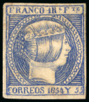 Stamp of Philippines 1854, 1r ultramarine, a well margined mint example