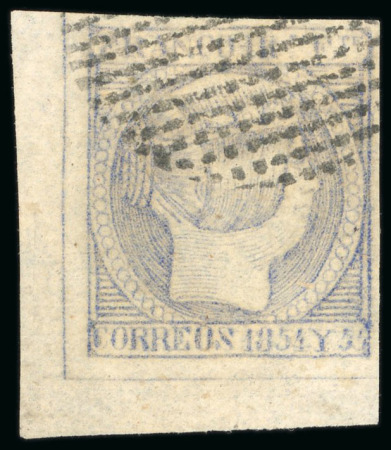 Stamp of Philippines 1854, 1r bluish grey, a stunning sheet-corner used example