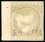 Stamp of Philippines 1854, 2r green olive, a right sheet margin example used