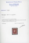 Stamp of Belgium 1869-83, 5F brown-red mint l.h., perfectly centred