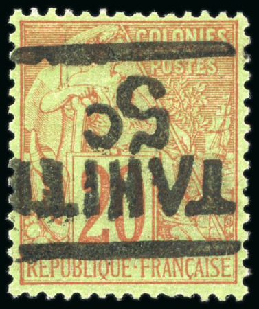 Stamp of Colonies françaises » Tahiti 1884, Type Alphée Dubois 20 centimes brique sur vert,