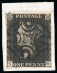 Stamp of Great Britain » 1840 1d Black and 1d Red plates 1a to 11 1840 1d. black, SG, Pl. 8, good to large margins, neatly