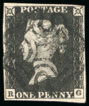 Stamp of Great Britain » 1840 1d Black and 1d Red plates 1a to 11 1840 1d. black, RG, Pl. 4, good to very large margins,