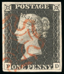 Stamp of Great Britain » 1840 1d Black and 1d Red plates 1a to 11 1840 1d. black, PD, Pl. 3, large balanced margins all