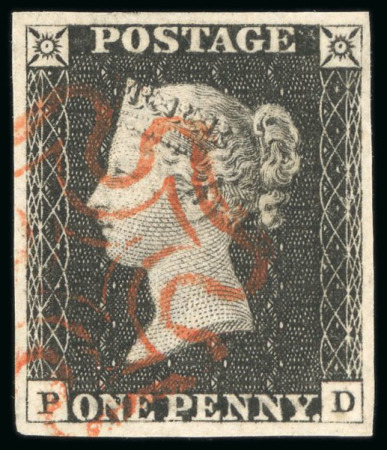 Stamp of Great Britain » 1840 1d Black and 1d Red plates 1a to 11 1840 1d. black, PD, Pl. 3, large balanced margins all