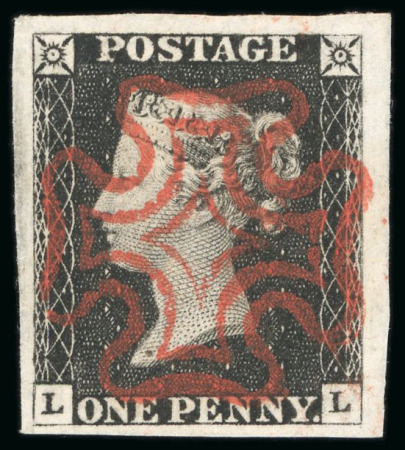 Stamp of Great Britain » 1840 1d Black and 1d Red plates 1a to 11 1840 1d. black, LL, Pl. 1b, large balanced margins
