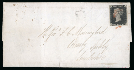 Stamp of Great Britain » 1840 1d Black and 1d Red plates 1a to 11 1840 1d. black, RH, Pl.4, used on entire letter dated