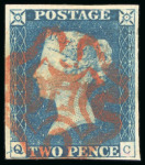 Stamp of Great Britain » 1840 2d Blue (ordered by plate number) 1840 2d. blue, QC, Pl. 2, large balanced margins all