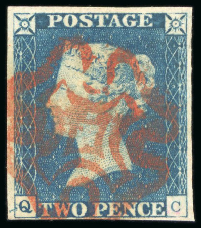 Stamp of Great Britain » 1840 2d Blue (ordered by plate number) 1840 2d. blue, QC, Pl. 2, large balanced margins all