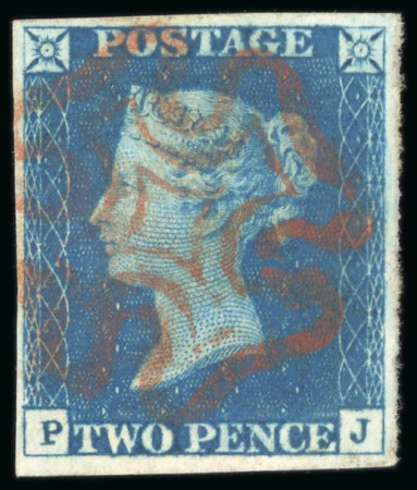 Stamp of Great Britain » 1840 2d Blue (ordered by plate number) 1840 2d. blue, PJ, Pl. 1, large balanced margins all