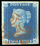 Stamp of Great Britain » 1840 2d Blue (ordered by plate number) 1840 2d. blue, SK, Pl. 2, large balanced margins all