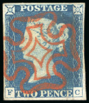 Stamp of Great Britain » 1840 2d Blue (ordered by plate number) 1840 2d. blue, FC, Pl. 1, large balanced margins all