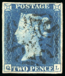 Stamp of Great Britain » 1840 2d Blue (ordered by plate number) 1840 2d blue pl.2 QL used