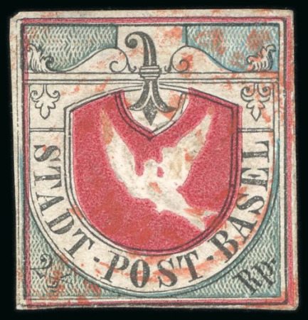 Stamp of Switzerland / Schweiz » Kantonalmarken » Basel 1845, 2 1/2 Rp. "Basler Taube", erste Auflage, ohne Reparaturen