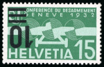 Stamp of Switzerland / Schweiz » Flugpost 1935, 10 auf 15 Rp. grün/blaugrün, Aufdruck kopfstehend, postfrisch
