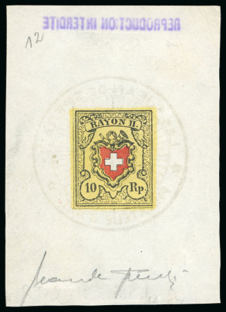 Stamp of Switzerland / Schweiz » Rayonmarken 1850, Rayon II gelb mit Kreuzeinfassung, Sperati Einzelabzug