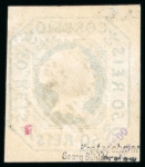 Stamp of Portugal 1853 50R Blue-Green used with fine to large margins and neat "52" numeral