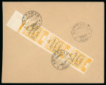 Stamp of Persia » 1925-1941 Riza Khan Pahlavi Shah (SG 602-O849) 1925 Pahlavi Provisional Govt Issue 2ch in top marginal vertical strip of three tied to reverse of cover