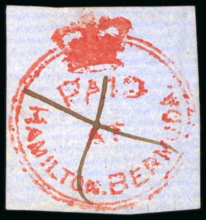 Stamp of Bermuda 1861 Perot's Second Issue Postmaster Provisional (1d) carmine-red used