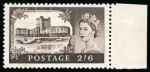 Stamp of Great Britain » Queen Elizabeth II 1955-58, De La Rue Castle 2s6d black-brown, multi crown watermark, mint n.h., showing the "reversed image on gummed side"