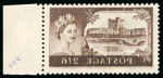 Stamp of Great Britain » Queen Elizabeth II 1955-58, De La Rue Castle 2s6d black-brown, multi crown watermark, mint n.h., showing the "reversed image on gummed side"