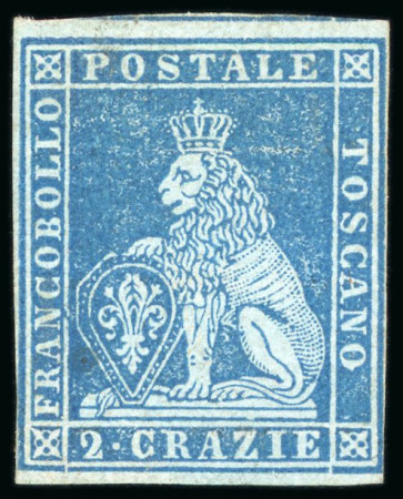 Stamp of Italian States » Tuscany 1851-52, 2cr light blue on bluish grey, unused without gum