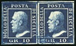 Stamp of Italian States » Sicily 1859, 10gr indigo, a magnificent mint pair, positions