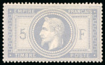 Stamp of France » Empire Lauré 1863-1870 1869, Empire Lauré 5 francs violet-gris, belle gomme