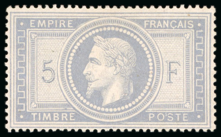 Stamp of France » Empire Lauré 1863-1870 1869, Empire Lauré 5 francs violet-gris, belle gomme