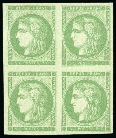 Stamp of France » Emission de Bordeaux 1870 1870, Émission de Bordeaux 5 centimes vert-jaune report
