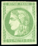 Stamp of France » Emission de Bordeaux 1870 1870, Émission de Bordeaux 5 centimes vert-jaune report
