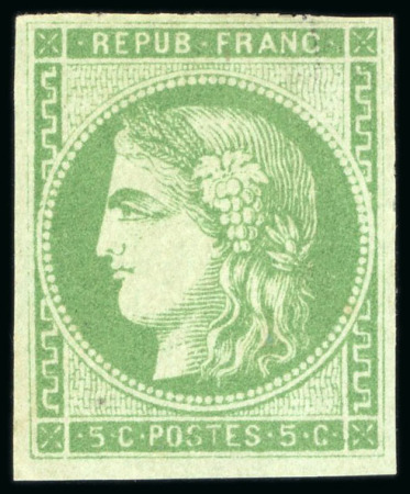 Stamp of France » Emission de Bordeaux 1870 1870, Émission de Bordeaux 5 centimes vert-jaune report