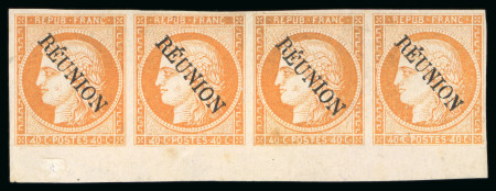 Stamp of Colonies françaises » Réunion 1891, Cérès 40 centimes orange en bande de 4 avec