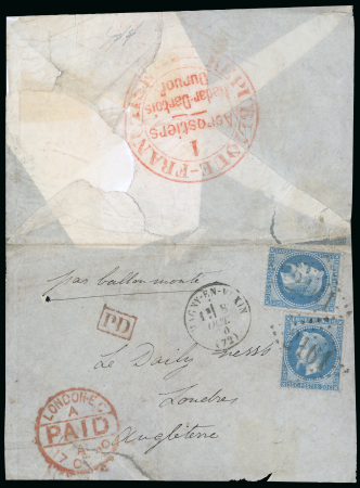 Stamp of France » Guerre de 1870-1871 1870, Pli confié de l'Armand Barbes, affranchissement