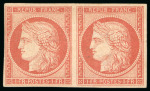 Stamp of France » Type Cérès de 1849-1850 1849, Cérès non dentelé 1 franc vermillon pâle