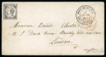 Stamp of Colonies françaises » Nouvelle-Calédonie 1854, Triquerat 10 centimes sur lettre avec cachet