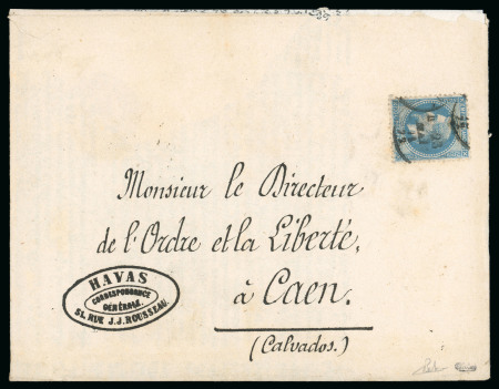 Stamp of France » Empire Lauré 1863-1870 1871, Lettre pour Caen, affranchissement Empire Lauré