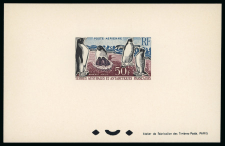 Stamp of Colonies françaises » TAAF 1963, Collection Y&T PA 5 Manchots Adélie avec timbres