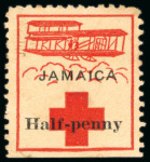 Stamp of Jamaica 1915-20, Red Cross Stamps, a collection set-out on
