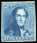 Stamp of Belgium 1849-51, Group incl. 1849 10c and 20c mint both with Moens red ink line removed