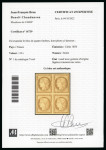 Stamp of France » Type Cérès de 1849-1850 1849, Cérès non dentelé 10 centimes bistre-jaune,