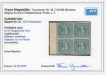 Stamp of German States » Bavaria 1850, 3kr blue, type II plate 5, superb mint n.h. with original gum marginal block of four, 